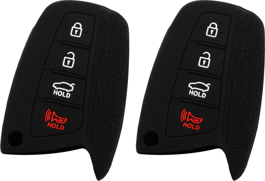  [AUSTRALIA] - KeyGuardz Keyless Entry Remote Car Smart Key Fob Outer Shell Cover Soft Rubber Case for Hyundai Azera Genesis Santa Fe (Pack of 2)