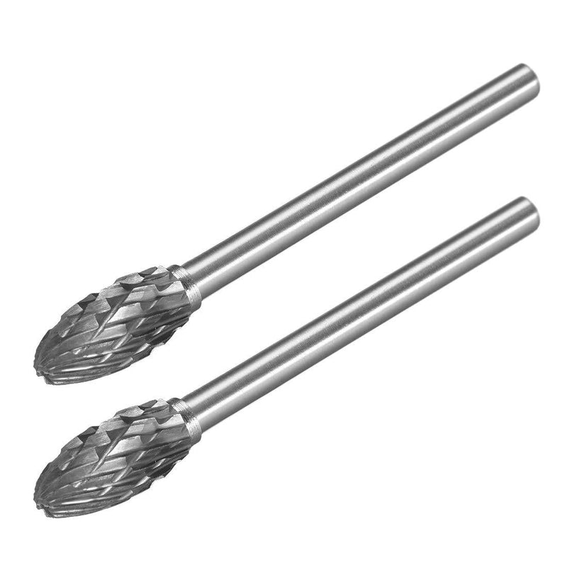 uxcell Tungsten Carbide Rotary Files 1/8" Shank, Double Cut Flame Shape Rotary Burrs Tool 6mm Dia, for Die Grinder Drill Bit Wood Soft Metal Carving Polishing Model Engineering, 2pcs - LeoForward Australia