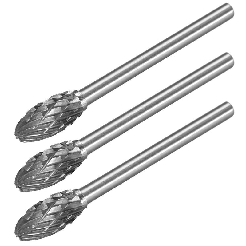 uxcell Tungsten Carbide Rotary Files 1/8" Shank, Double Cut Flame Shape Rotary Burrs Tool 6mm Dia, for Die Grinder Drill Bit Wood Soft Metal Carving Polishing Model Engineering, 3pcs - LeoForward Australia