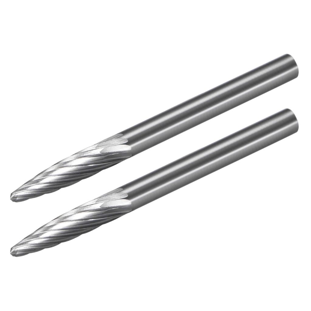 uxcell Tungsten Carbide Rotary Files 1/8" Shank, Single Cut Taper Shape Rotary Burrs Tool 3mm Dia, for Die Grinder Drill Bit Alloy Steel Hard Metal Carving Polishing Drilling, 2pcs - LeoForward Australia