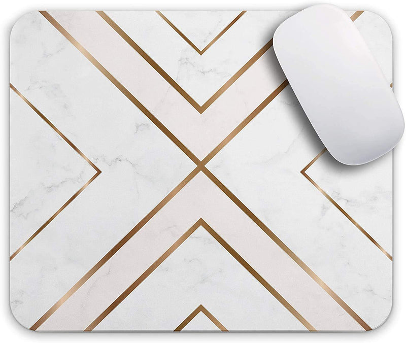  [AUSTRALIA] - Oriday Gaming Mouse Pad Custom, Modern Gold Cross Line Design for Women Non-Slip Rubber Thick Mouse Pad for Computers Laptop (Chic White) Chic White