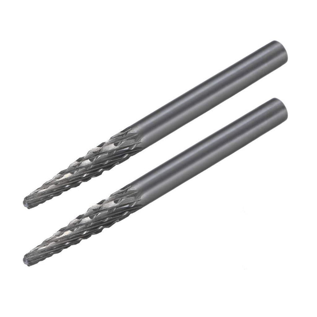 uxcell Tungsten Carbide Rotary Files 1/8" Shank, Double Cut Taper Shape Rotary Burrs Tool 3mm Dia, for Die Grinder Drill Bit Wood Soft Metal Carving Polishing, 2pcs - LeoForward Australia