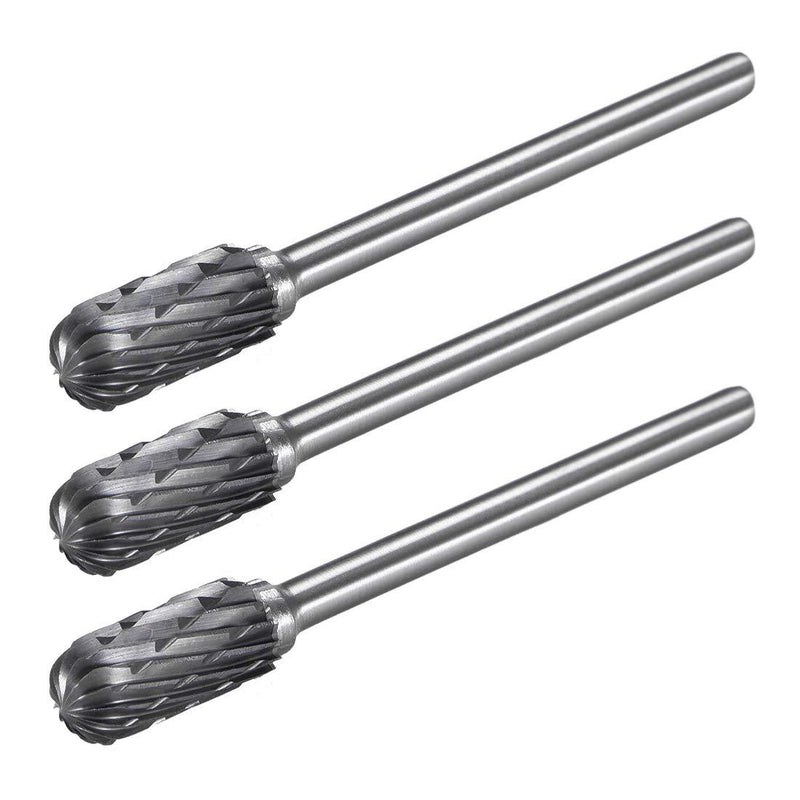 uxcell Tungsten Carbide Rotary Files 1/8" Shank, Double Cut Cylindrical Radius End Rotary Burrs Tool 6mm Dia, for Die Grinder Drill Bit Wood Soft Metal Carving Polishing, 3pcs - LeoForward Australia