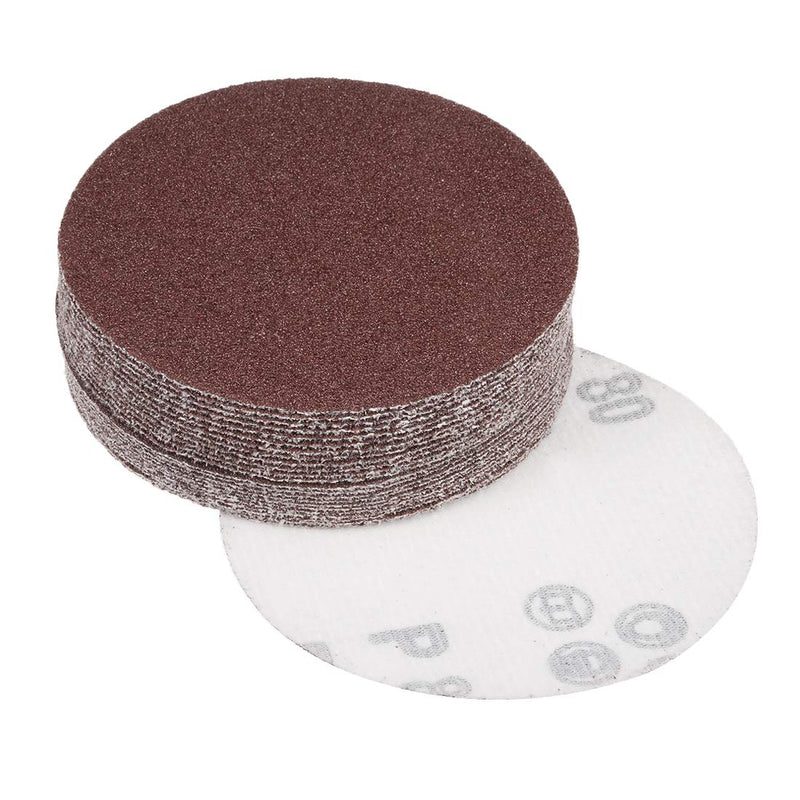  [AUSTRALIA] - uxcell 4-Inch Sanding Disc 80 Grits Aluminum Oxide Flocking Back Sandpapers for Sanders 25 Pcs