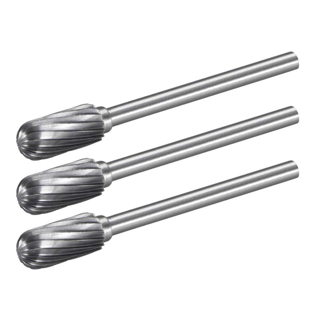 uxcell Tungsten Carbide Rotary Files 1/8" Shank, Single Cut Cylindrical Radius End Rotary Burrs Tool 6mm Dia, for Die Grinder Drill Bit Alloy Steel Hard Metal Carving Polishing, 3pcs - LeoForward Australia