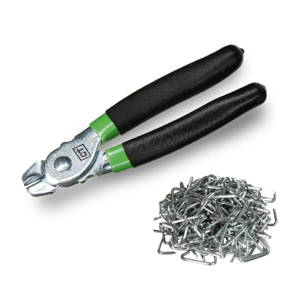  [AUSTRALIA] - Hog Ring Pliers Kit (200 Pack of 3/4" Galvanized Steel Hog Rings Included) Perfect for Furniture Upholstery, Auto Upholstery, Meat & Sausage Casings, and More!