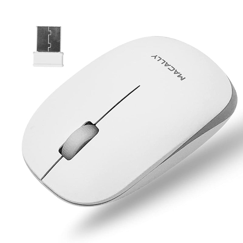 Macally 2.4G USB Wireless Mouse for Laptop and Desktop Computer, Comfortable and Long Range Computer Mouse - Cordless Mouse for Mac, Apple MacBook Pro/Air, Chromebook, or Windows PC - White - LeoForward Australia