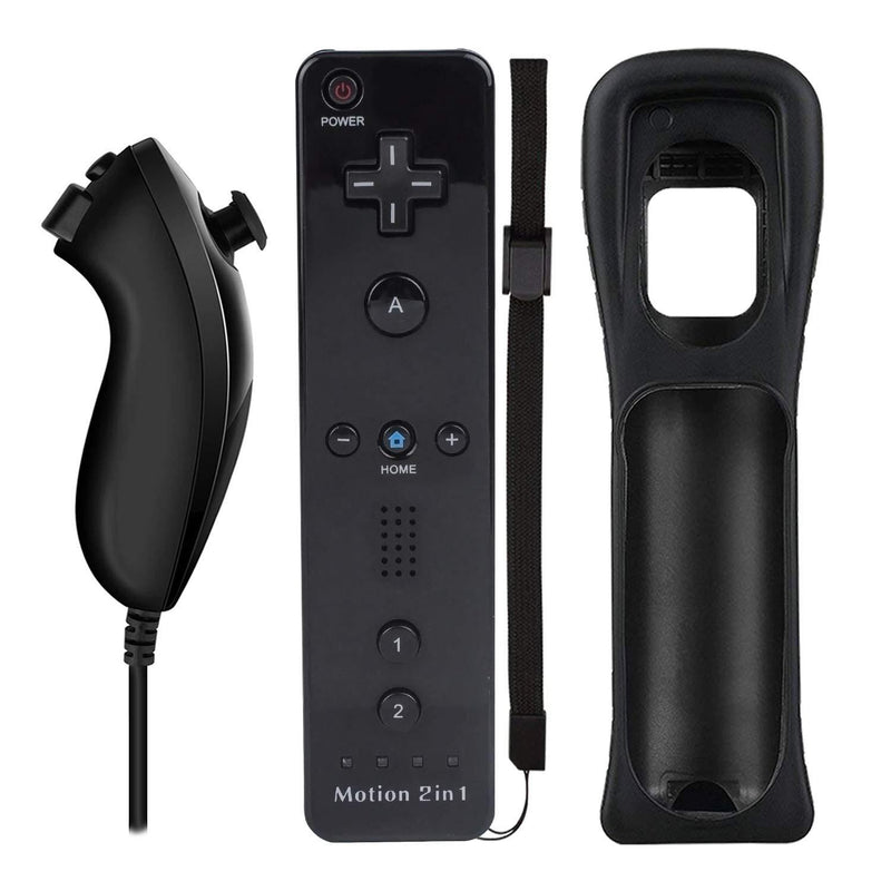 [AUSTRALIA] - Wii Nunchuck Remote Controller with Motion Plus Compatible with Wii and Wii U Console | Wii Remote Controller with Shock Function (Black) 1pack_Black