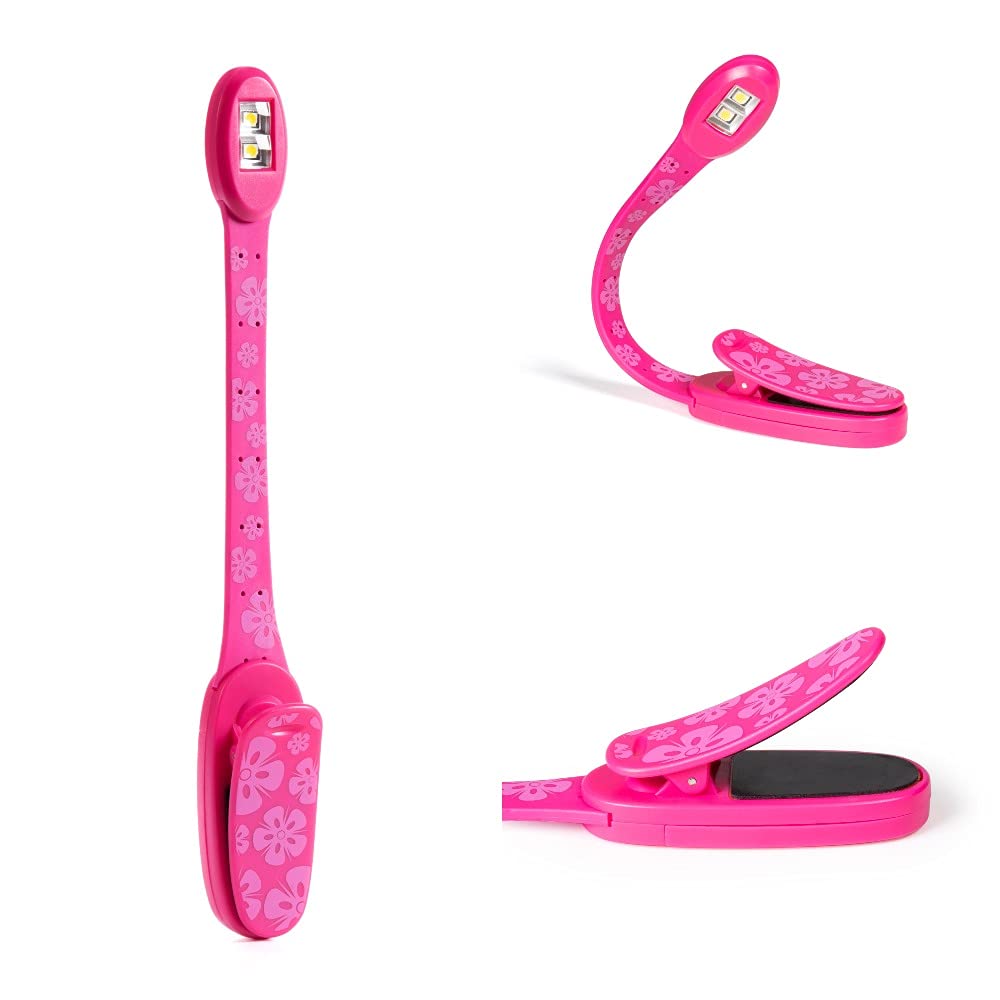  [AUSTRALIA] - Flexilight Xtra Reading Light | Book Light | LED Clip On Reading Lamp | Children and Adult Book Torch for Reading in Bed | Book Accessories | Gift Idea for Readers, Book Lovers (Pink Flowers) Pink Flowers