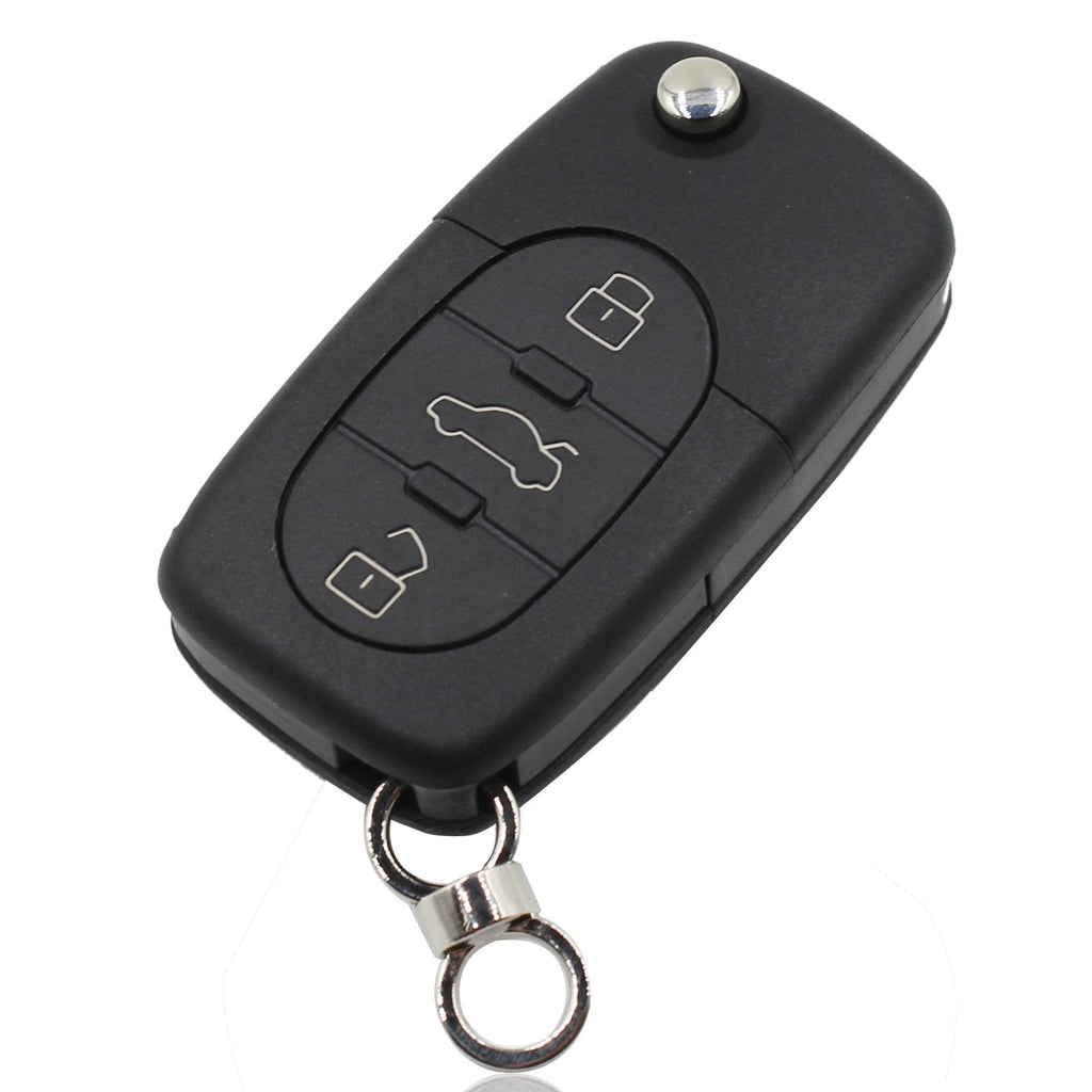  [AUSTRALIA] - Heart Horse 3 Buttons Folding Flip Remote Key Shell Blade Compatible with Audi A2 A3 A4 A6 A8 TT Key Fob (Blank Blade, NO Chips)