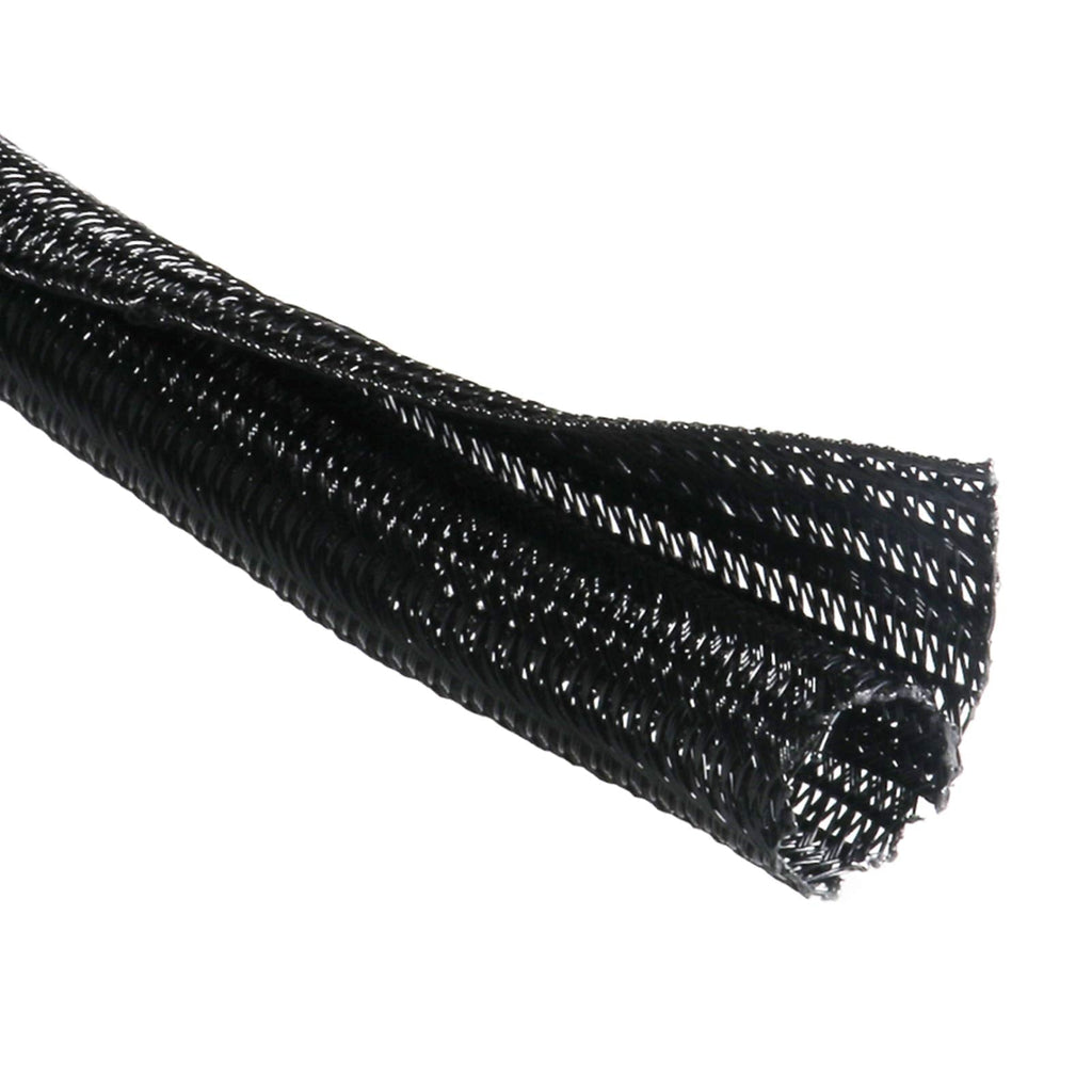  [AUSTRALIA] - 25 Feet - 1 inch Cord Protector Split Wire Loom Braided Cable Sleeve, Management and Organizer, Protectors for Television, Audio, Computer Cables, Prevent Pet from Chewing Cords - Black 1"-25ft