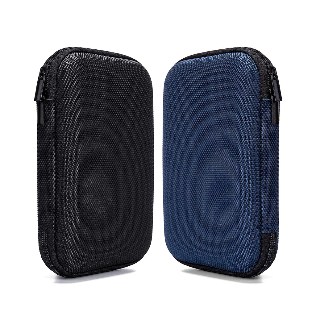  [AUSTRALIA] - Ginsco 2pcs EVA Hard Carrying Case for Portable External Hard Drive Power Bank Charger USB Cable Battery Case (Black+Blue) Black+Blue
