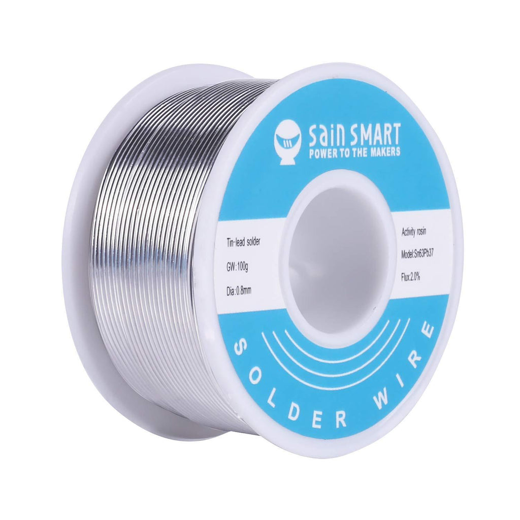  [AUSTRALIA] - SainSmart 0.8mm Solder Wire 63/37 Tin/Lead Sn63Pb37 with Flux Rosin Core for Electrical Soldering (100g /0.22lbs) 0.8mm/100g