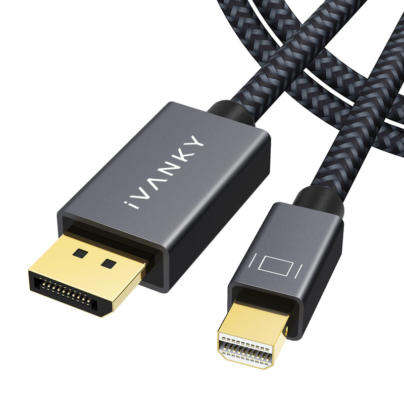  [AUSTRALIA] - IVANKY 4K Mini DisplayPort to DisplayPort Cable 6.6ft, 4K@60Hz, 2K@144Hz Mini DP to DP Cable, Aluminum Shell, Gold-Plated Braided, Thunderbolt to displayport for MacBook Air/Pro, Surface Pro and More 6.6 Feet Grey