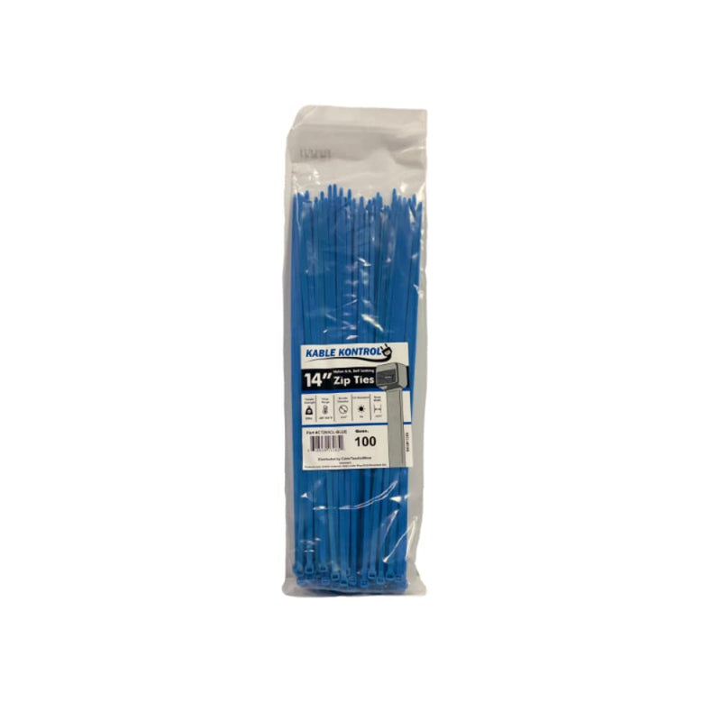  [AUSTRALIA] - Kable Kontrol Blue Zip Ties 14 Inch 100 Pcs, 50 Lbs Tensile Strength, Self-locking Nylon Colored Cable Ties Wire Wraps for Indoor or Outdoor Use 14" - 100 Pcs