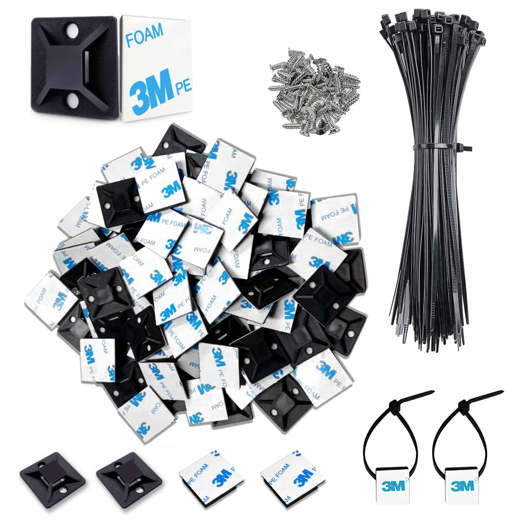  [AUSTRALIA] - Zip Tie Mount 0.75 Inch 20 mm Black Small Wire Tie Adhesive Mounting, 100 Pieces.perfect for Wire Clips Cable Management Cable Tie Anchors ,Durability Pro-grade UV Wire Holder 100pcs 0.75inch