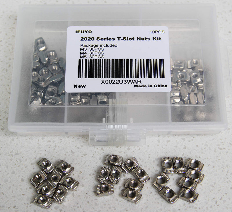  [AUSTRALIA] - IEUYO 2020 Series T Nuts, M3 M4 M5 T Slot Nut Hammer Head Fastener Nut for Aluminum Profile Accessories, 90 Pcs/3Sizes Hammer head 90 Pcs/3Sizes