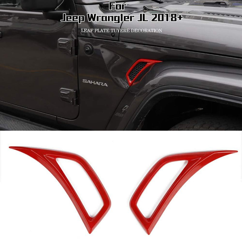 Car Wheel Eyebrow Side Air Conditioning Vent Outlet Decoration Cover for Jeep Wrangler JL JLU 2018-2020 (Red) Red - LeoForward Australia