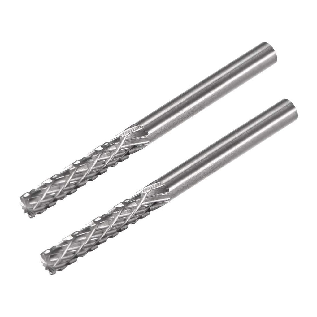 uxcell Tungsten Carbide Rotary Files 1/8" Shank, Double Cut Top Toothed Cylinder Shape Rotary Burrs Tool 3mm Dia, for Die Grinder Wood Soft Metal Polishing Model Engineering, 2pcs - LeoForward Australia