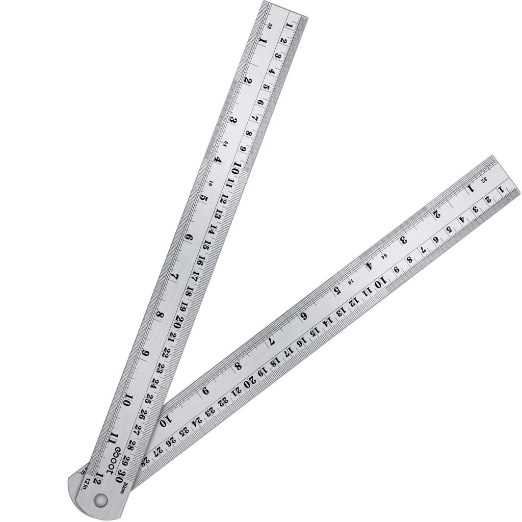  [AUSTRALIA] - Stainless Steel Ruler and Metal Rule Kit with Conversion Table (Silver, 12 Inch, 12 Inch) Silver