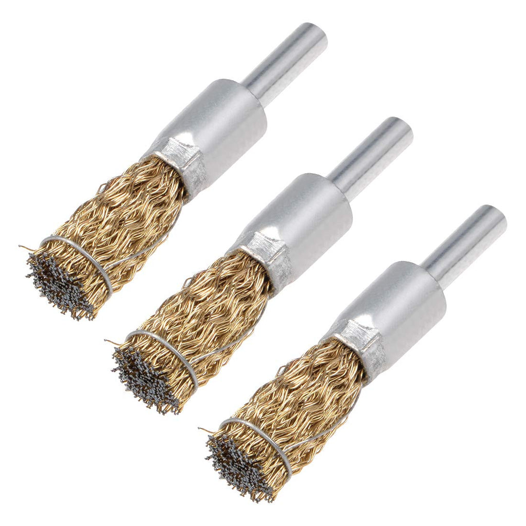  [AUSTRALIA] - uxcell 12mm Wire Wheel Brush Cup Copper Plated Crimped Steel with Shank 0.012-inch Wire Dia 3 Pcs