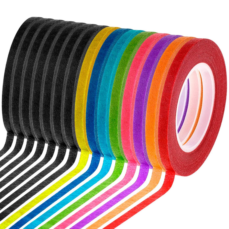  [AUSTRALIA] - Cridoz 15 Rolls 1/8 Whiteboard Thin Tape Pinstripe Art Tape Dry Erase Board Grid Tape Lines Pinstriping Electrical Marking Tape, Assorted Colors