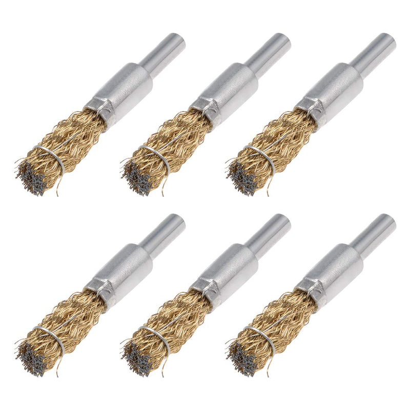  [AUSTRALIA] - uxcell 10mm Wire Wheel Brush Cup Copper Plated Crimped Steel with Shank 0.012-inch Wire Dia 6 Pcs