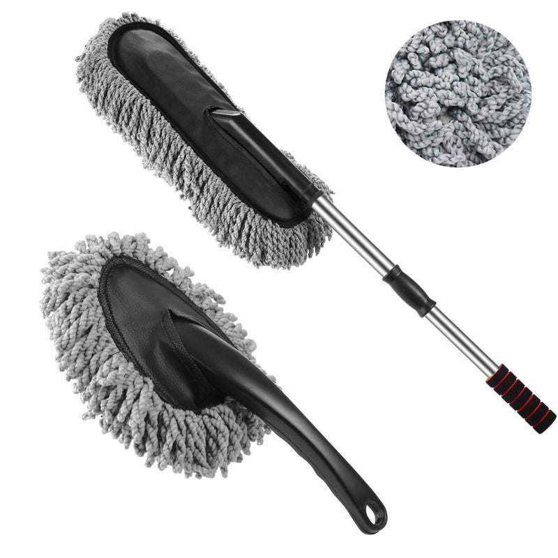  [AUSTRALIA] - ocharzy Microfiber Car Duster Exterior Interior Cleaner with Extendable Handle (Mop Duster Kit, Gray) Mop Duster Kit