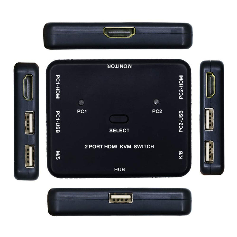  [AUSTRALIA] - 2 Port HDMI Switcher 2 Port USB KVM Switch 2 in 1 Out HD Switch USB Keyboard Mouse Sharing Device for Computer, PC, Laptop, Desktop, Monitor, Printer, Keyboard, Mouse Control