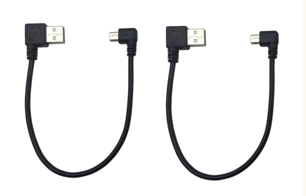  [AUSTRALIA] - CERRXIAN 9Inch Mini USB Cable Combo Mini USB Right Angle Male to USB Type A 2.0 Left Angle Male Data Sync and Charge Cable (Black)(2-Pack) LR USB A Left-mini usb right