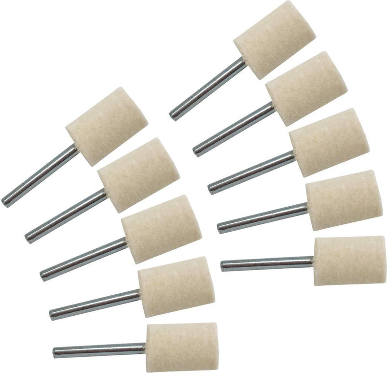  [AUSTRALIA] - NGe 15Pcs 1/2inch Wool Felt Polishing Bits Mandrel White Cylinder Rotary Tool Accessories Kit Fit Dremel - 1/8inch Shank (3x12mm cylinder) 3x12mm