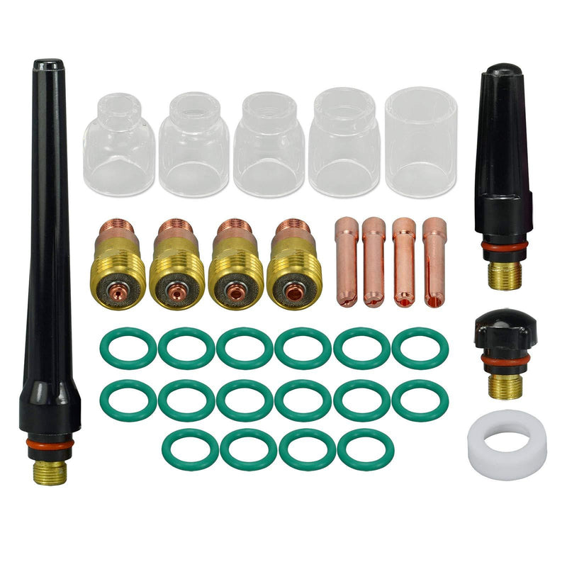  [AUSTRALIA] - TIG Stubby Gas Lens Collet Body Pyrex Cup Kit For DB SR WP 17 18 26 TIG Torch Welding Accessories 33pcs