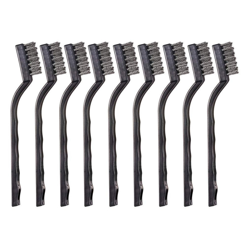  [AUSTRALIA] - 9PCS MINI Wire Brushes, Stainless Steel Brush Set, Curved Handle Scratch ToothBrush, Cleaning Welding Slag and Rust 9Pcs Mini Stainless steel Brushes