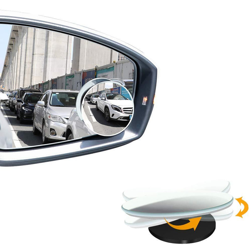 Pack of 2 Blind Spot Mirror 2" Round HD Glass Slim Frameless Convex Rear View Mirror Wide Angle 360°Rotate 30°Sway Adjustable Stick On Mirror - LeoForward Australia