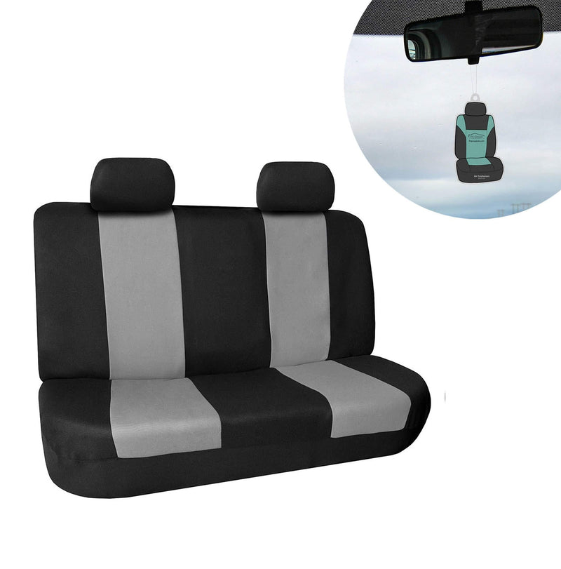  [AUSTRALIA] - FH Group FB056012 Modern Flat Cloth Solid Bench Seat Cover, Gray/Black Color w. Free Air Freshener-Fit Most Car, Truck, SUV, or Van