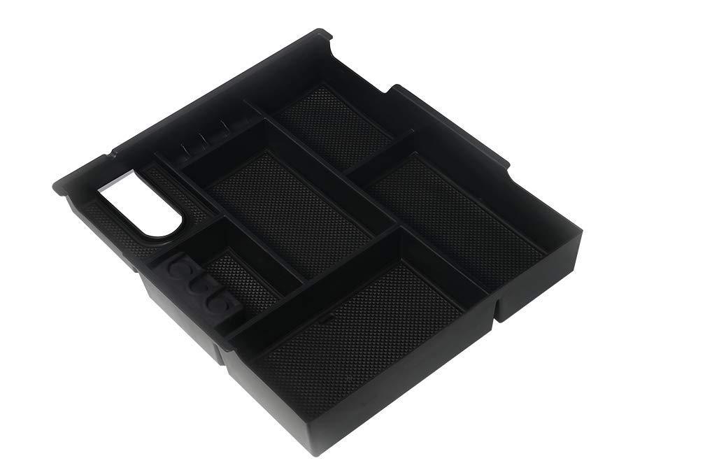  [AUSTRALIA] - Center Console Organizer Tray - Fits 2014, 2015, 2016, 2017, 2018, 2019 Toyota Tundra SR, SR5, Limited, Platinum, 1794 Edition, TRD Pro - Full Tray Storage Box Accessory - Anti-Slip ABS Black Tray