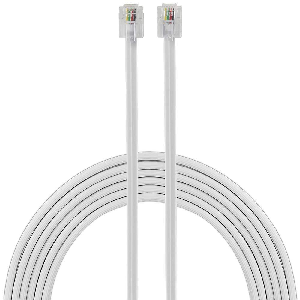  [AUSTRALIA] - Power Gear Telephone Line Cord, 100 Feet, Phone Cord, Modular Jack Ends, Works for Phone, Modem or Fax Machine, for Use in Home or Office, White, 27638 100 ft 1 Pack