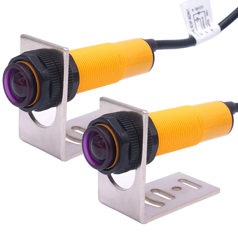  [AUSTRALIA] - Taiss/ 1 Pair Photoelectric Sensor M18 Infrared Ray Through-Beam Reflection Optical Photoelectric Switch Sensor NPN NO 6-36VDC Proximity Switch Inductive Distance 5M with mounting Bracket E3F-5DN1-2Z