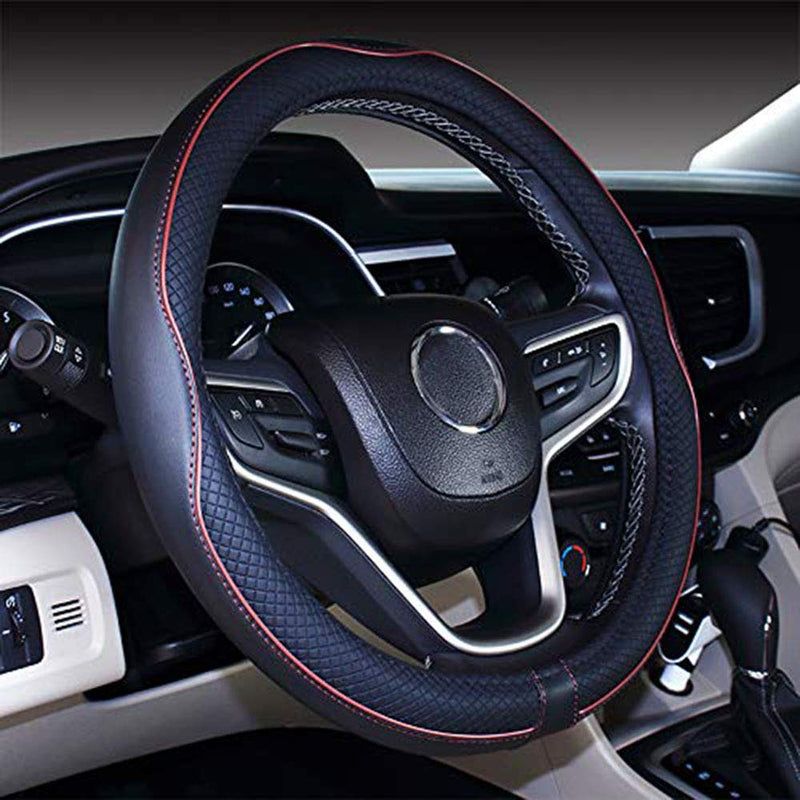  [AUSTRALIA] - Mayco Bell Microfiber Leather Car Medium Steering wheel Cover (14.5''-15'',Wine Red) 14.5- 15''(fit for mostly cars) Wine Red