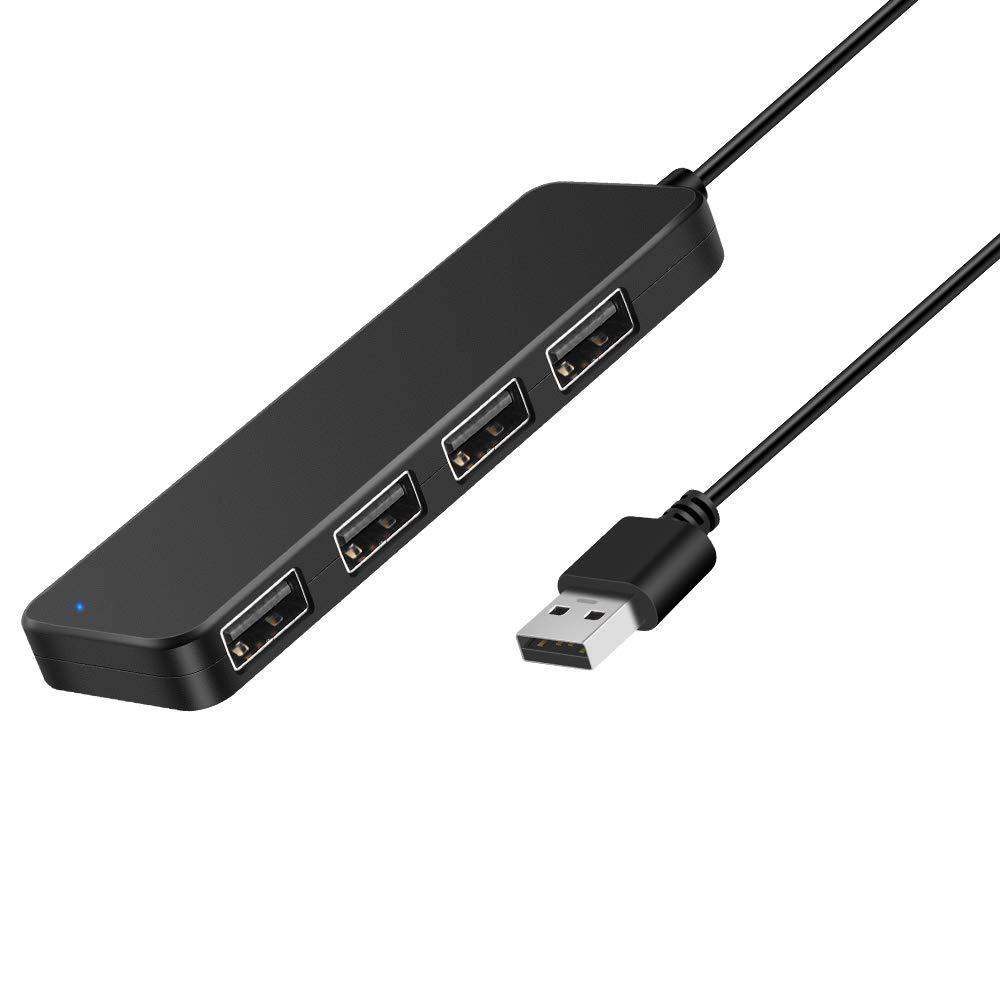 Onvian 4-Port USB 2.0 Ultra Slim Data Hub Splitter with 5V Micro USB Power Port for USB Expansion - 10 inch Extended Cable - LeoForward Australia