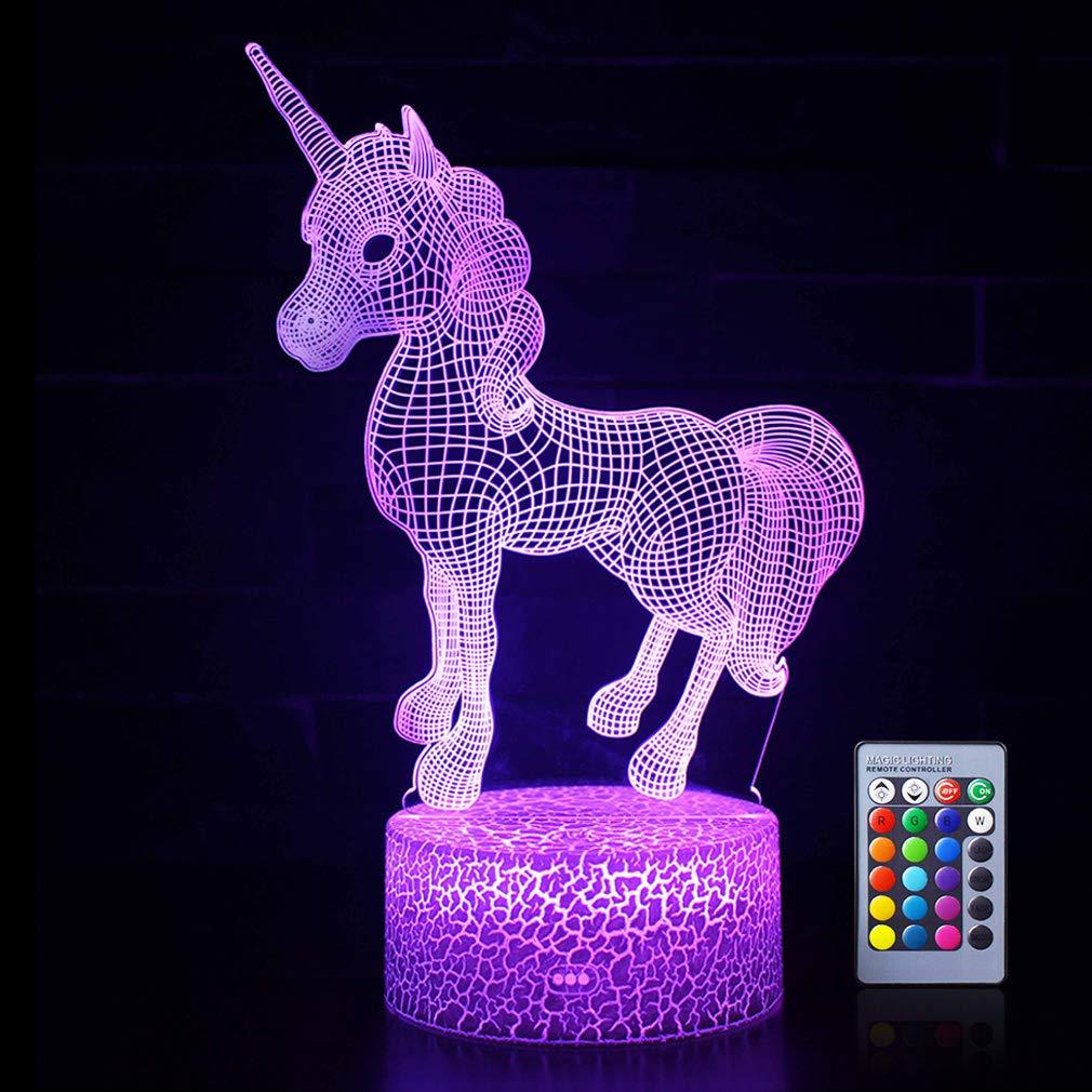  [AUSTRALIA] - Unicorn Gifts for Girls 5-10 Years Old, Unicorn Night Light Optical Illusion 16 Colors Changing Unicorn Lamp with Remote Controller Unicorn Toys Birthday Xmas Party Gifts for Girls Bedroom Decorations Unicorn Babe(remote)