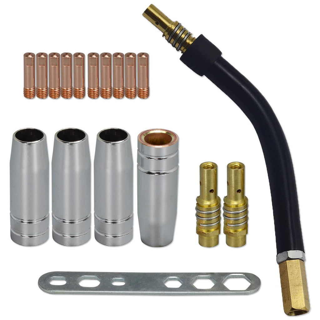  [AUSTRALIA] - MB15 15AK Contact Tip 0.8mm M6 & Tips Holder Difuser & Shield cup & Torch Neck For MB15 15AK MIG Welding Torch 18pk