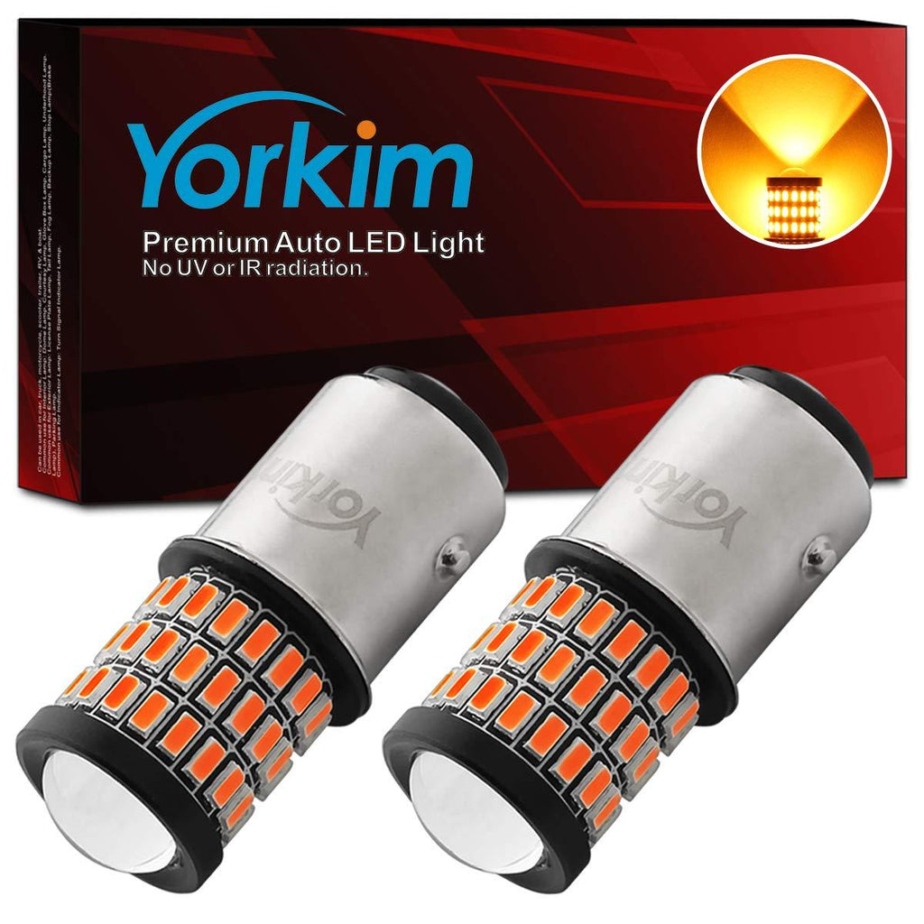 Yorkim Super Bright 1157 LED Bulbs Amber, 1157 Brake Light Bulb, 9-30V 1157 2057 2357 7528 BAY15D LED Bulb with Projector Replacement for Back Up Reverse Lights or Tail Lights, pack of 2 Yellow - LeoForward Australia