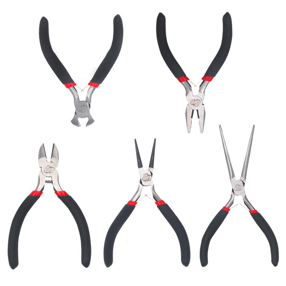 5 Piece Mini Pliers Set Professional Hand Tools Includes Needle Nose Pliers Lineman Pliers Round Nose Pliers Diagonal Cutting Pliers End-Cut Pliers - LeoForward Australia