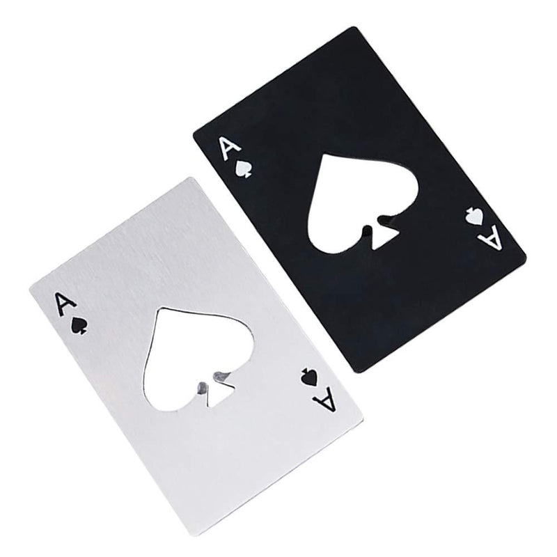  [AUSTRALIA] - Airoads Ace Of Spades Bottle Opener Credit Card Size Pocker Cap Opener Portable Stainless Steel Can Opener (2 Pack Black & Silver) 2 Pack Black & Silver