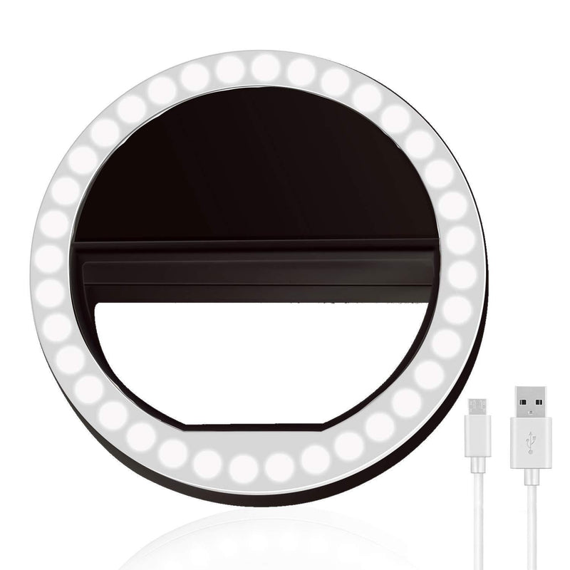 XINBAOHONG Selfie Ring Light Rechargeable Portable Clip-on Selfie Fill Light with 36 LED for Smart Phone Photography, Camera Video, Girl Makes up Black … - LeoForward Australia