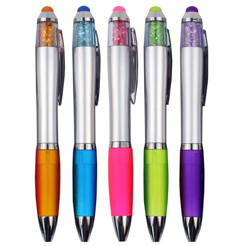 MiSiBao Stylus Pens for Touch Screens, Medium Point Pens with Crystals for Women and Kids Black Ink Pen with Stylus Ballpoint Pens with Comfort Grip for The Ipad, 5-Pack 5-count - LeoForward Australia