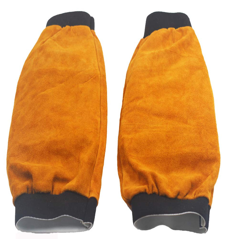  [AUSTRALIA] - Jewboer Leather Welding Sleeves Heat Flame Resistant Arm Protection for Welder 16.5" Long