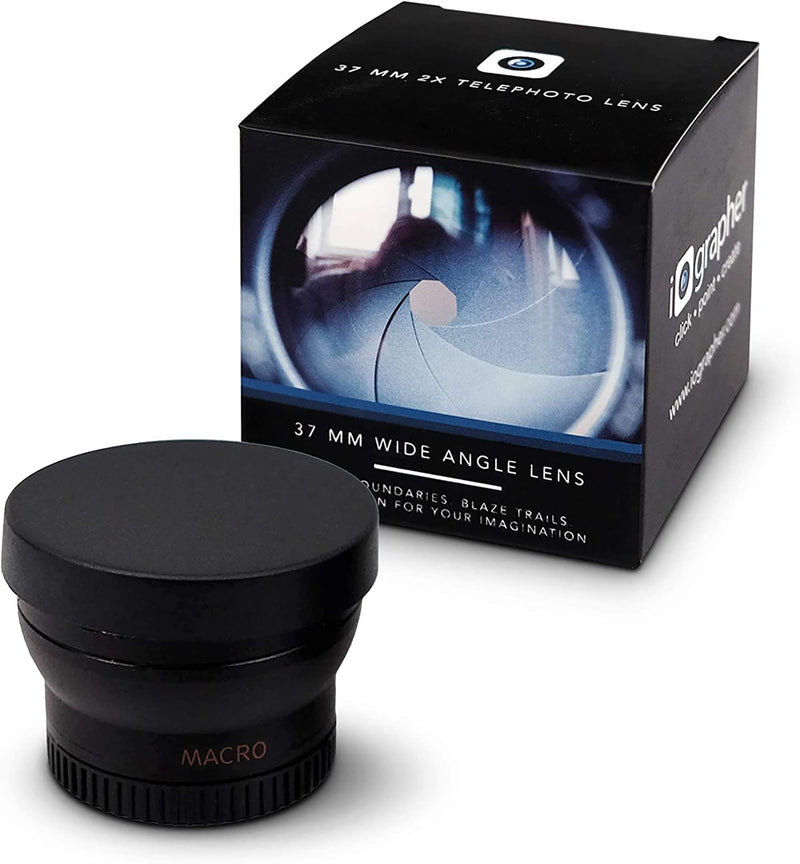  [AUSTRALIA] - iOgrapher 37mm Wide Angle Lens for iPhone and Smartphones - Clip On Macro Lens and Wide Phone Lens - Macro Lens for iPhone and Other Smartphones - Camera Lens for Phone - Comes with Leather Case Bag
