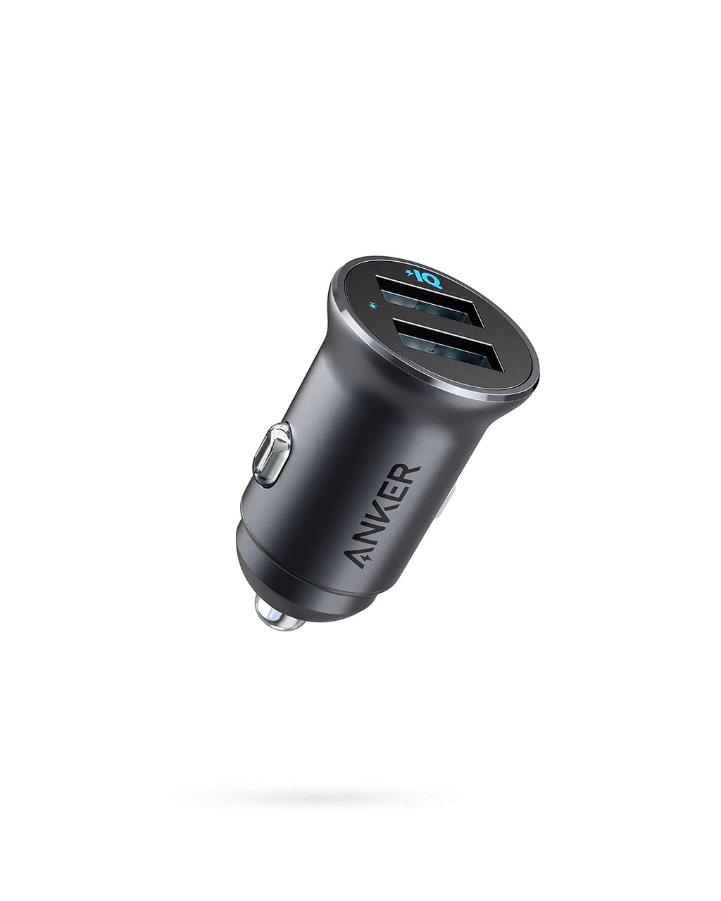  [AUSTRALIA] - Anker Car Charger, Mini Aluminum Alloy 24W Dual USB Car Charger, PowerDrive 2 Alloy Car Adapter with Blue LED for iPhone12/11/XR/Xs, iPad Pro/Air 2/Mini, Galaxy (Not Compatible with Quick Charge) Black